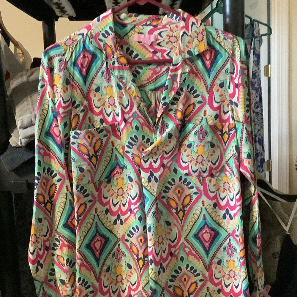 Lilly Pulitzer‎ Colorful Patterned Blouse, silk